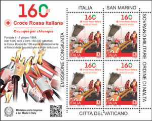 Croce Rossa Italiana - 160° Anniversario della istituzione - foglietto