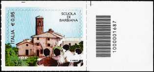 " Il senso civico " - Scuola di Barbiana - francobollo con codice a barre n° 1687 