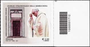 Giubileo straordinario della Misericordia - 2,20  - Roma 8 Dicembre 2015 - francobollo con codice a barre n° 1712  