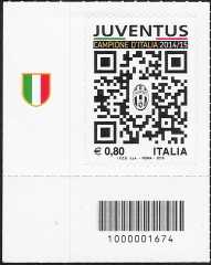 Juventus campione d'Italia 2014-2015 - francobollo con codice a barre n° 1674 