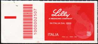 Imprenditoria italiana : Eli Lilly Italia - francobollo con codice a barre n° 2507  a SINISTRA   in   basso