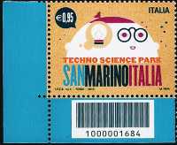 Parco tecnologico scientifico San Marino-Italia - Robot - francobollo con codice a barre n° 1684