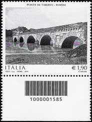 2014 - Patrimonio artistico e culturale italiano : Il Ponte di Tiberio a Rimini - codice a barre n° 1585