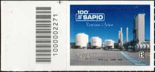 Gruppo Sapio - Centenario della fondazione - francobollo con codice a barre n° 2271 a SINISTRA  in alto