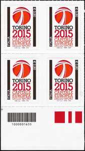 Torino Capitale europea dello sport - quartina con codice a barre n° 1635