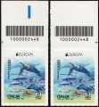 2024 - Europa - 69° emissione - Fauna e flora sottomarina - coppia di francobolli con codice a barre n° 2448  in ALTO destra-sinistra