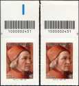 2024 - Marsilio Ficino - filosofo, umanista , astrologo - coppia di francobolli con codice a barre n° 2431  in ALTO destra-sinistra