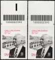 2024 - Carlo Melograni - architetto - Centenario della nascita - coppia di francobolli con codice a barre n° 2395  in ALTO destra-sinistra