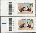 2024 - Patrimonio artistico e culturale italiano - Vespa Club d'Italia - coppia di francobolli con codice a barre n° 2421  a SINISTRA alto-basso
