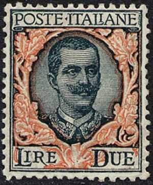 1923 - Francobollo del 1901 ( «floreale» ) con valore in lettere