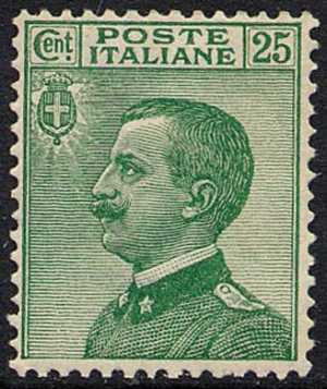 1927 - Tipo del 1908 - Effige di Vittorio Emanuele III - volta a sinistra