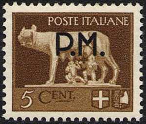 1943 - Posta Militare - francobolli della serie «imperiale» soprastampati  P.M. 