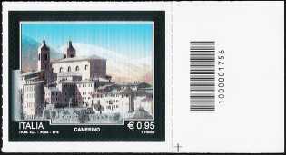 Turistica -  43ª serie emissione : - Camerino ( MC ) - francobollo con codice a barre n° 1756 