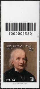 Giornata mondiale della Scienza : don Giovanni Caselli - fisico - francobollo con codice a barre n° 2520  in  ALTO  a  destra