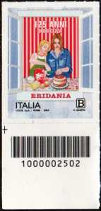 Imprenditoria italiana : Eridania Italia - 125° anniversario - francobollo con codice a barre n° 2502  in  BASSO  a  sinistra