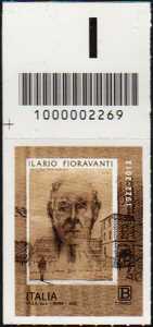 Patrimonio artistico e culturale italiano : Ilario Fioravanti - Centenario della nascita - francobollo con codice a barre n° 2269 in ALTO   a  sinistra