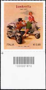 Lambretta - 70° anniversario della produzione - francobollo con codice a barre n° 1810