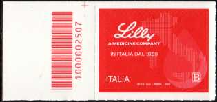 Imprenditoria italiana : Eli Lilly Italia - francobollo con codice a barre n° 2507  a SINISTRA   in   alto