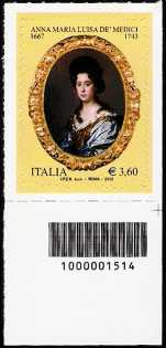 Italia 2013 -Anna Maria Luisa de' Medici  - codice a barre n° 1514