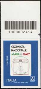 Giornata Nazionale del Made in Italy - francobollo con codice a barre n° 2414  in ALTO a  destra