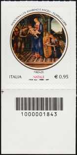 Il Santo Natale - francobollo con codice a barre n° 1843 