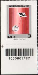 Imprenditoria italiana : Cartiere Paolo Pigna - francobollo con codice a barre n° 2497  in  BASSO a  sinistra