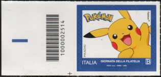 Giornata della Filatelia 2024 - I Pokemon - francobollo con codice a barre n° 2514  a SINISTRA   in   basso