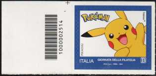 Giornata della Filatelia 2024 - I Pokemon - francobollo con codice a barre n° 2514  a SINISTRA   in   alto