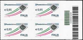 Poste Italiane - serie ordinaria - 0,95 €. - quartina con codice a barre n° 1630