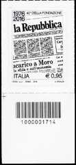 40° Anniversario della fondazione del quotidiano « La Repubblica » - francobollo con codice a barre n° 1714 