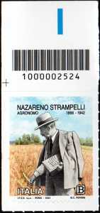 Giornata mondiale della Scienza : Nazareno Strampelli - agronomo - francobollo con codice a barre n° 2524  in  ALTO  a  sinistra