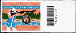 90° Anniversario della fondazione della Federazione Italiana Tiro a Volo - francobollo con codice a barre n° 1754