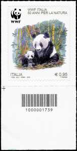 50° Anniversario della fondazione del WWF Italia - francobollo con codice a barre n° 1739